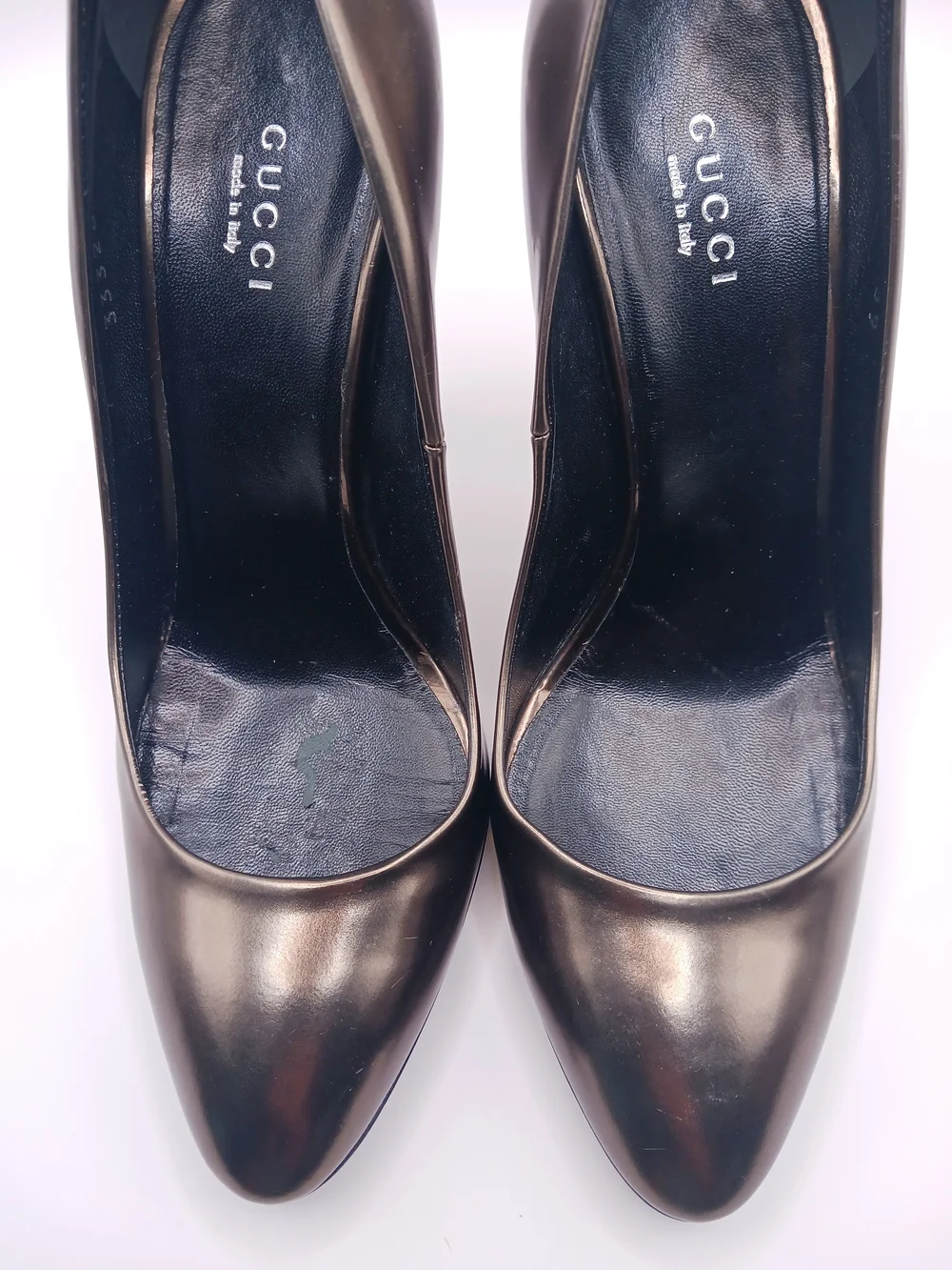 Gucci - Leather High-Heel Pumps in Metallic Bronze